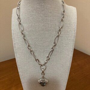 Judith Ripka Green Amethyst Heart Pendant Necklace Sterling Silver